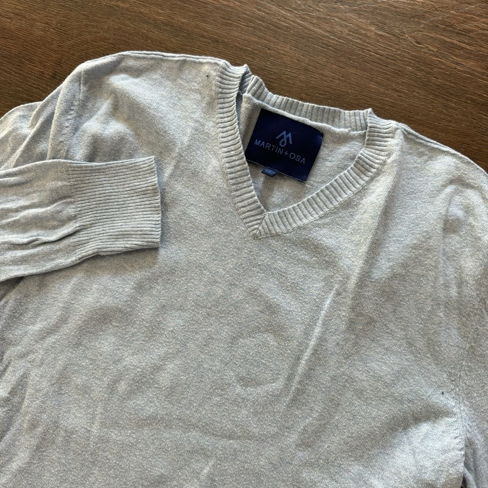 Martin + Osa Blue V Neck Sweater Sz M 5% Cashmere‎ READ